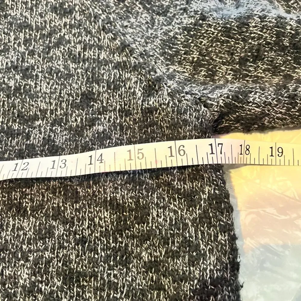 l.l. bean funnel neck marled grey black sweater size‎ medium knit winter cozy